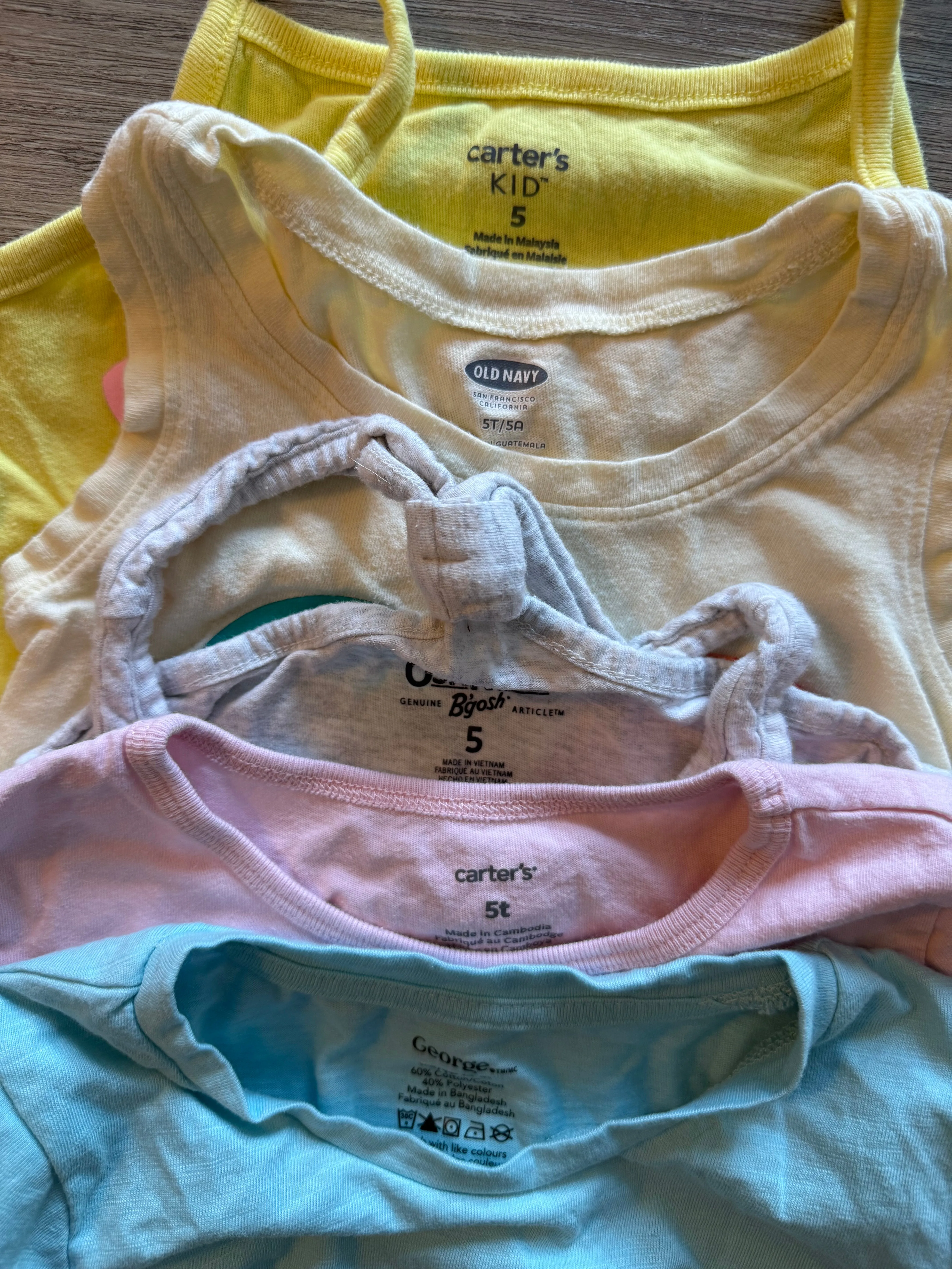 (5) Girls Summer T-shirts Sz 5, Kids 5/5T (extra small)