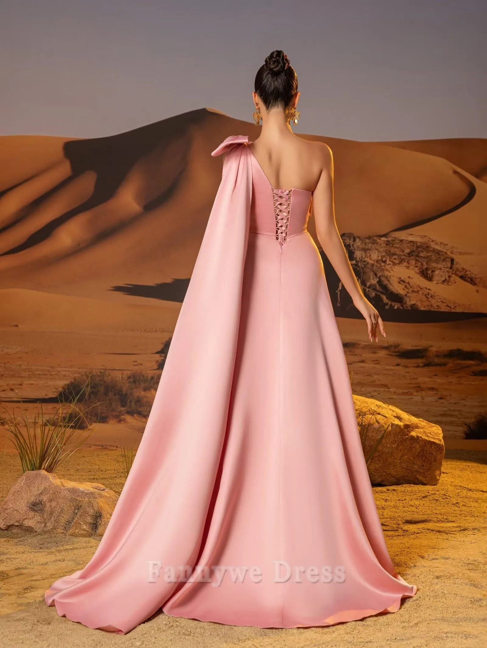 A-line Elegant One Shoulder Satin Strapless formal dresses Bridesmaid Dresses evening gown Prom Dress