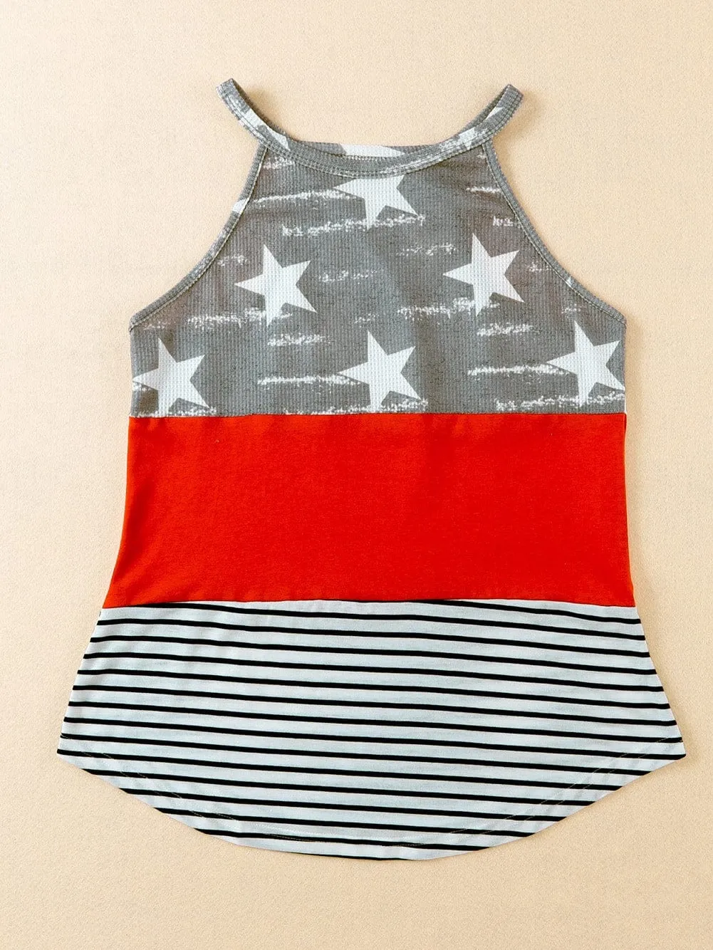 American Patriotism Color Block Sleeveless Tank Top