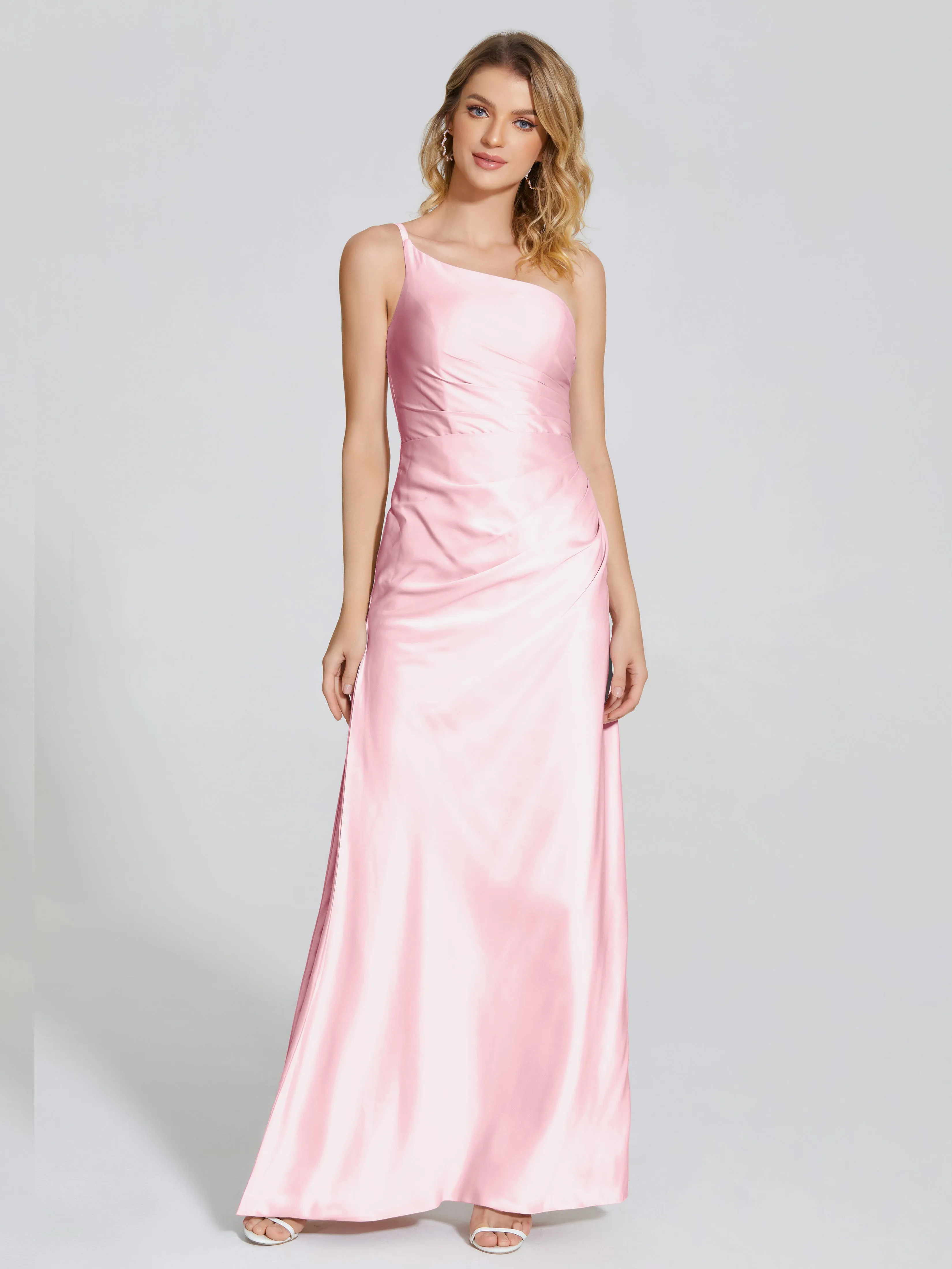 Angela One Shoulder Soft Satin Bridesmaid Dresses