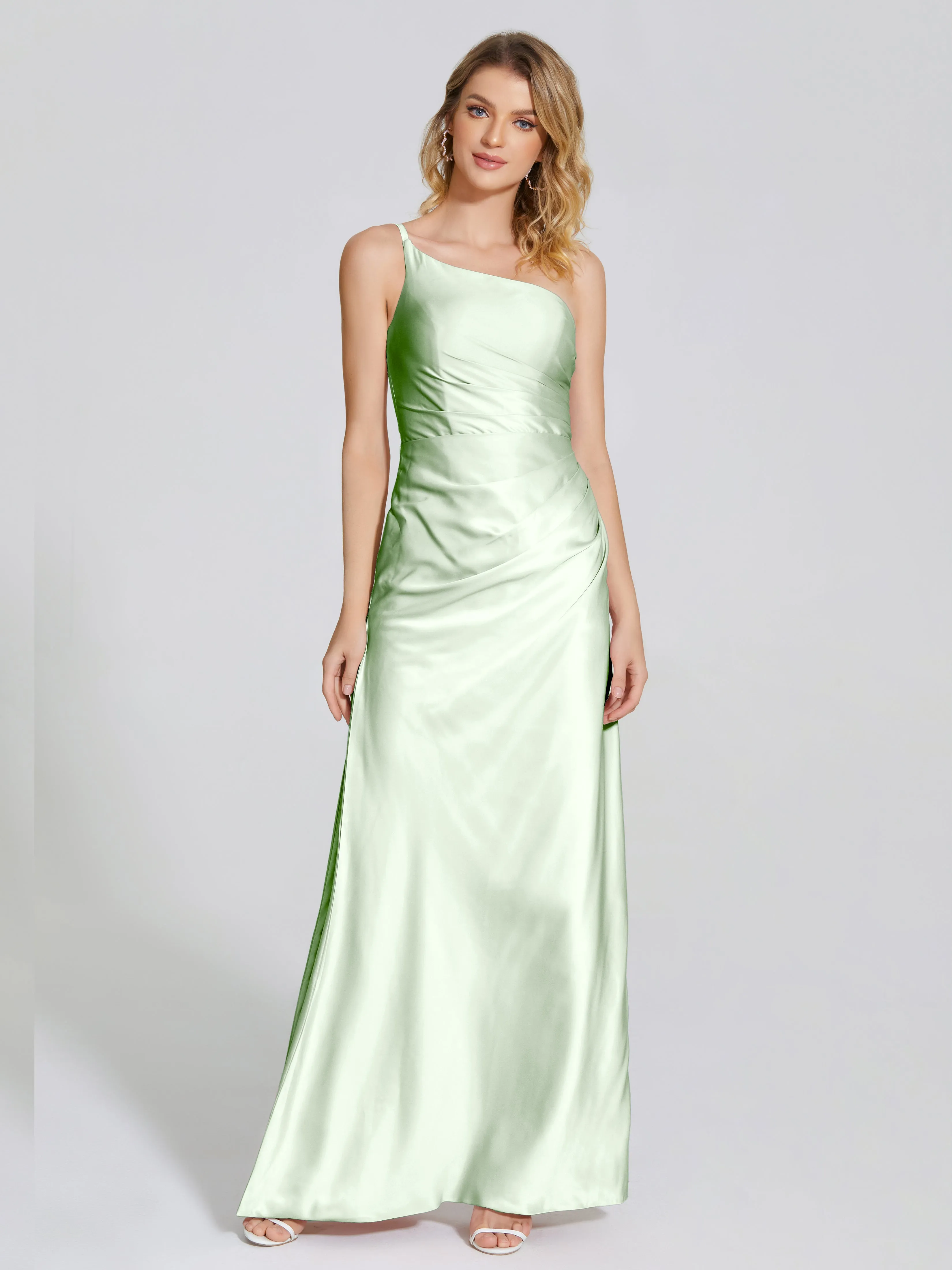 Angela One Shoulder Soft Satin Bridesmaid Dresses