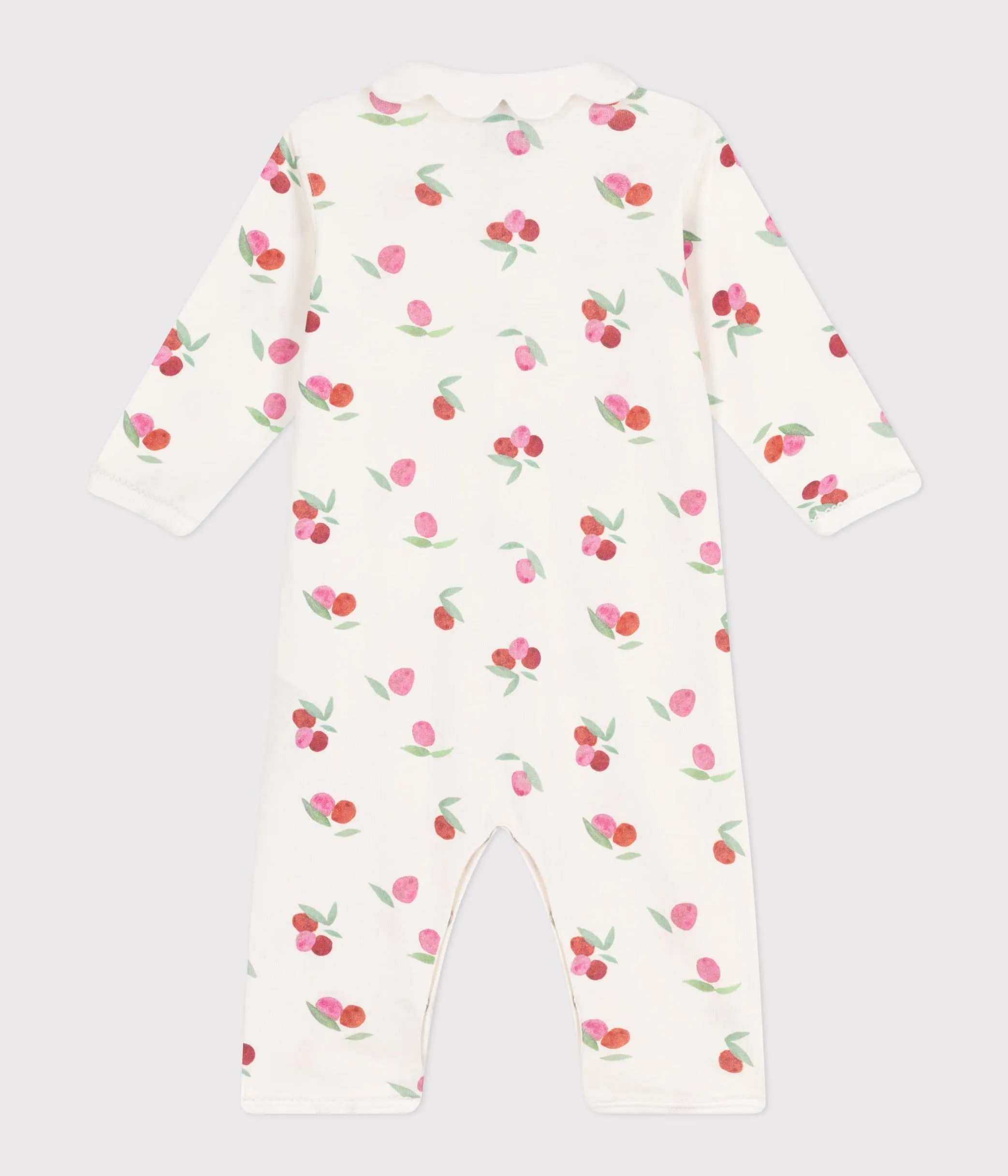 Babies' Footless Fruit Patterned Cotton Pajamas with Petal Collar