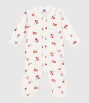 Babies' Footless Fruit Patterned Cotton Pajamas with Petal Collar
