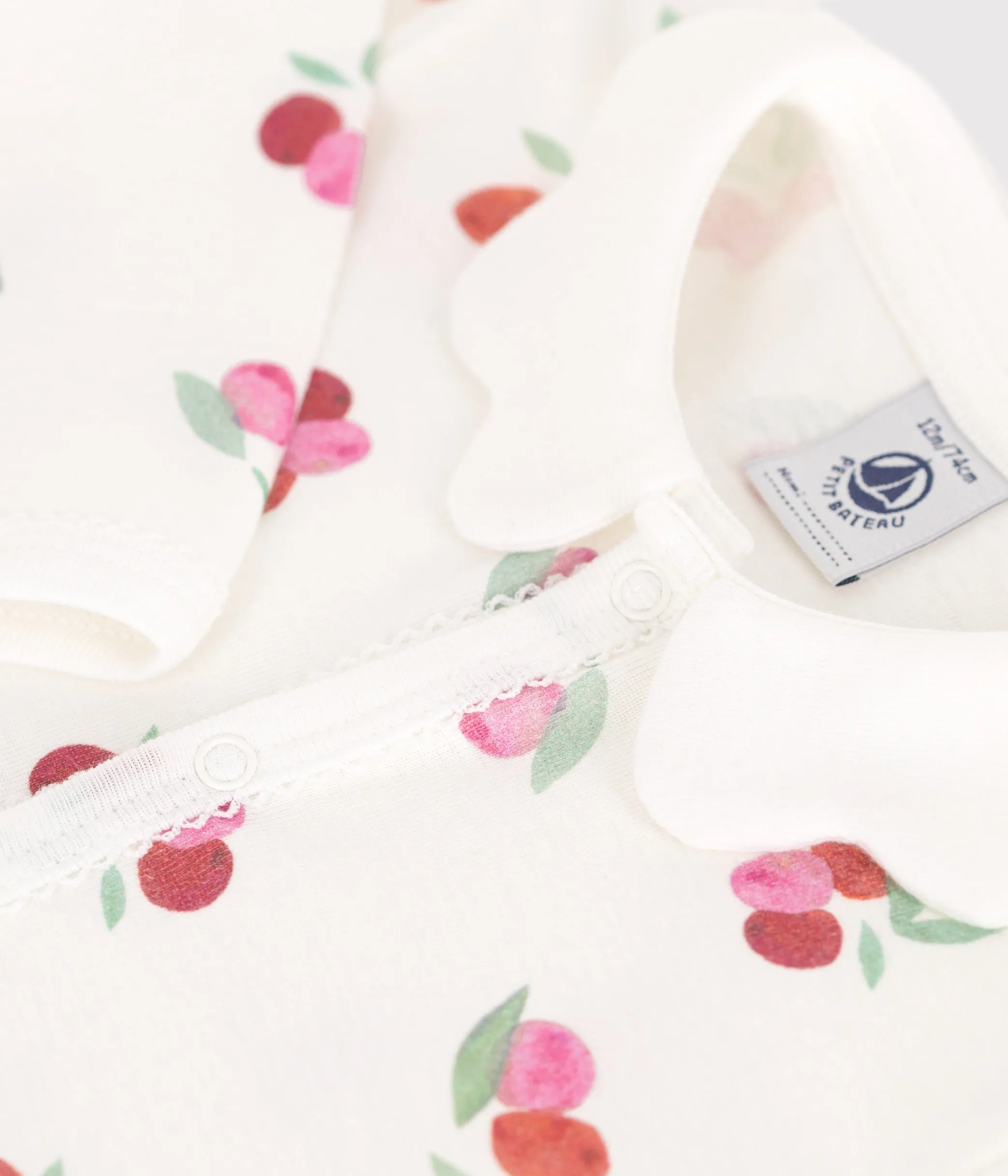 Babies' Footless Fruit Patterned Cotton Pajamas with Petal Collar