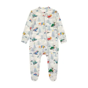 Bird & Bean Bamboo Footed Romper - Downhill Dino