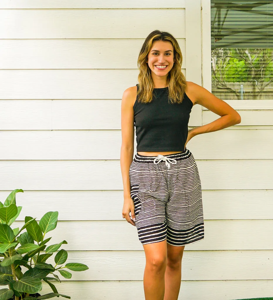 Black Stripes Boho Shorts