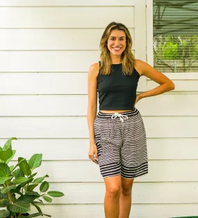 Black Stripes Boho Shorts