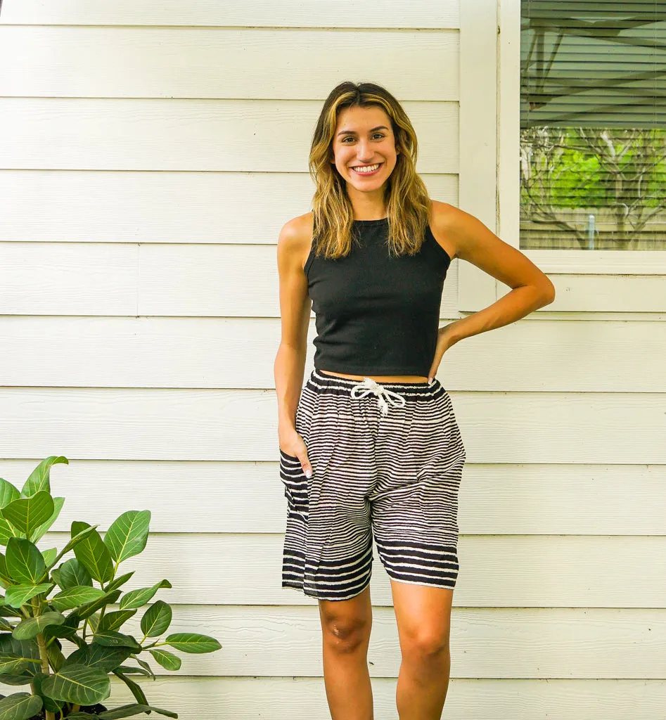 Black Stripes Boho Shorts
