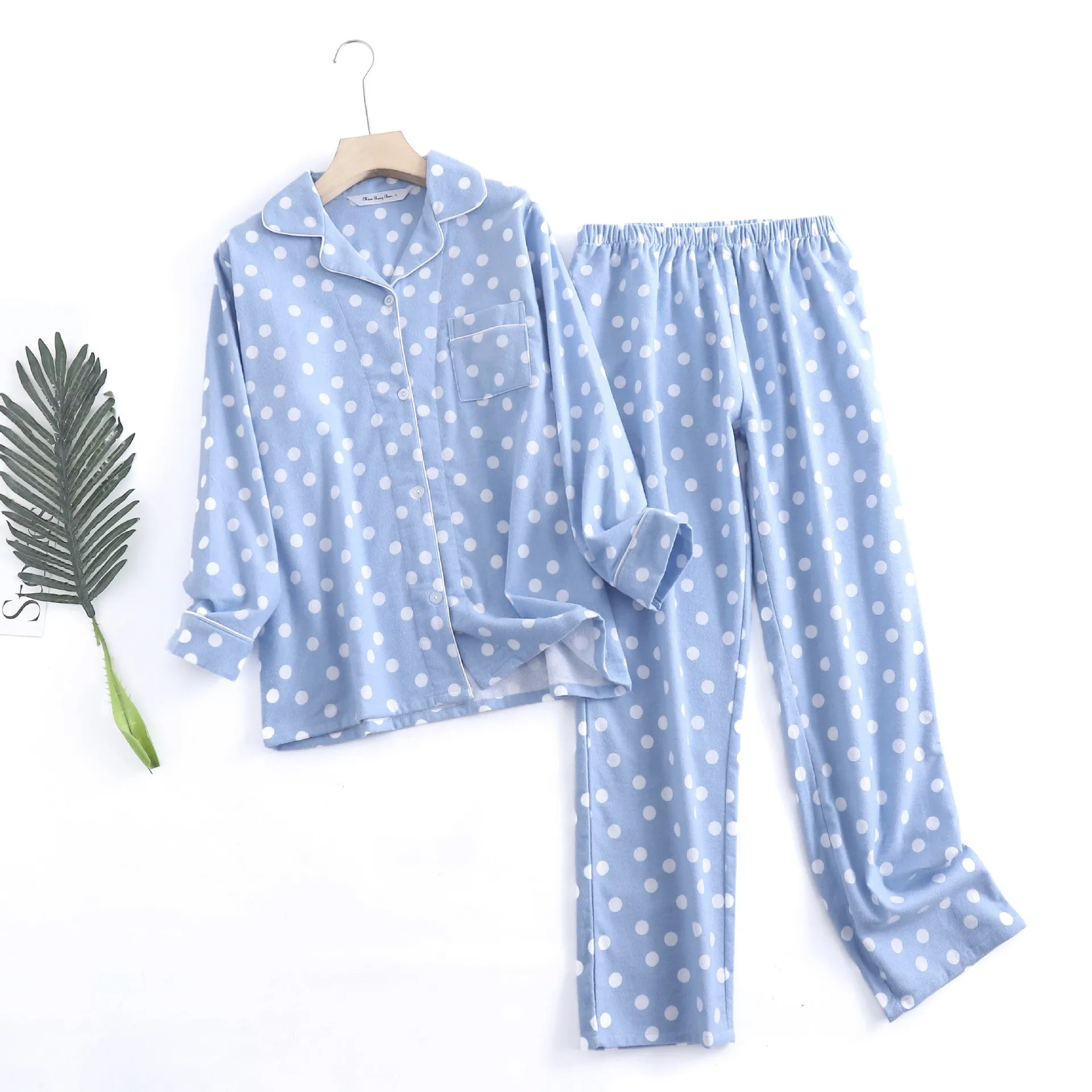 Blue Pure Cotton Printed Pajama Set