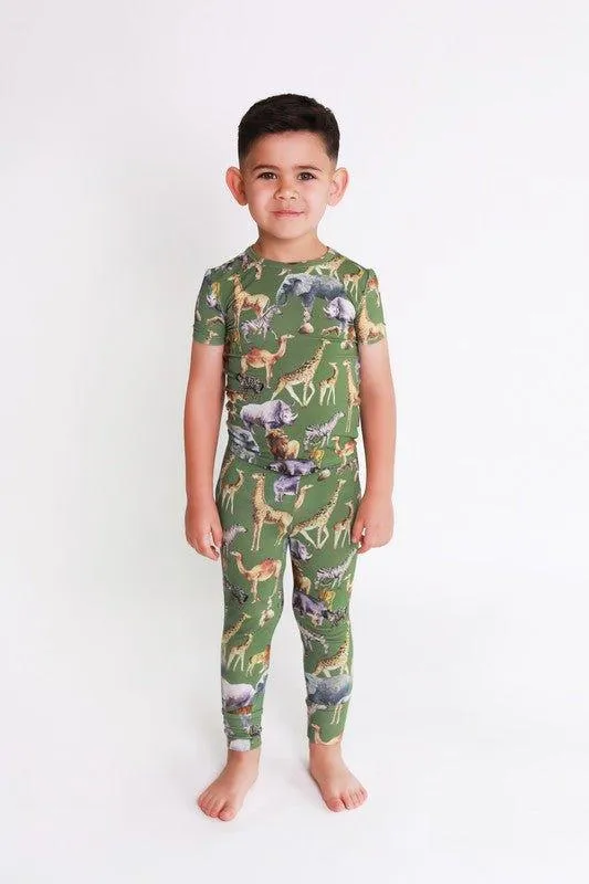 Boy's Bamboo Short Sleeve Pajama Set - Posh Safari