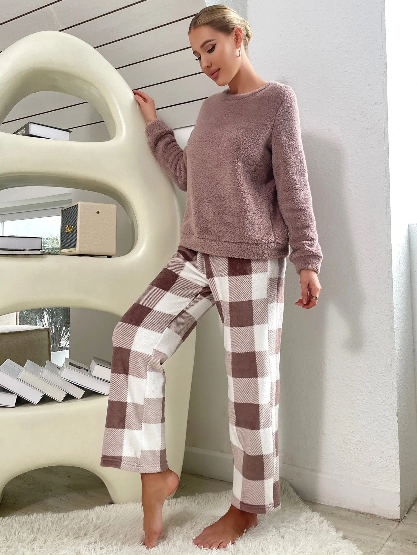 Buffalo Plaid Print Pajama Set for Women