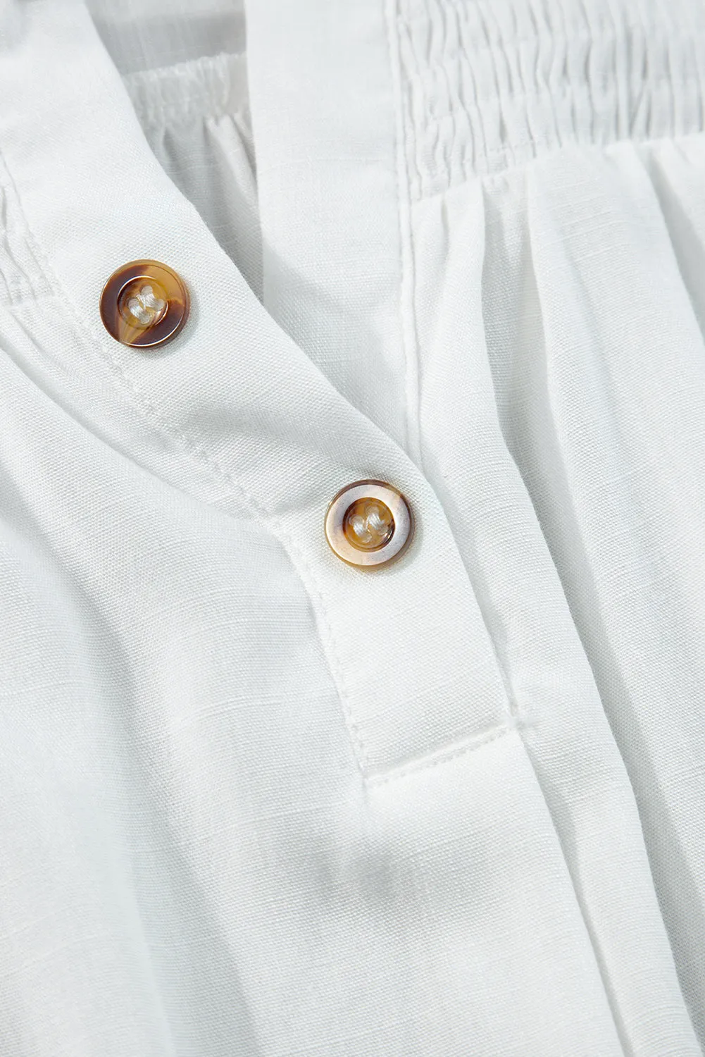 Button Split Ruffled Trim Tank Top