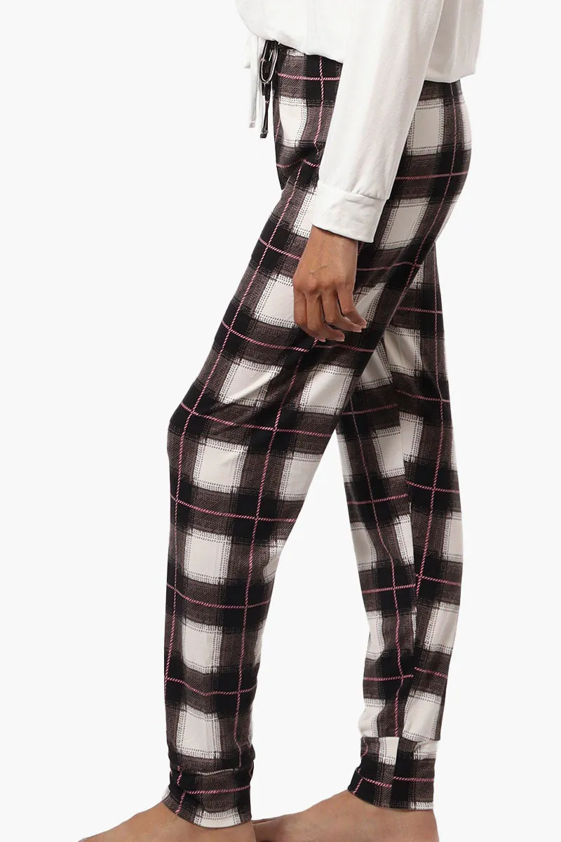 Canada Weather Gear Plaid Tie Waist Jogger Pajama Pants - White