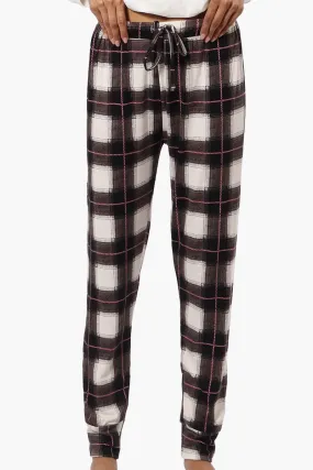 Canada Weather Gear Plaid Tie Waist Jogger Pajama Pants - White