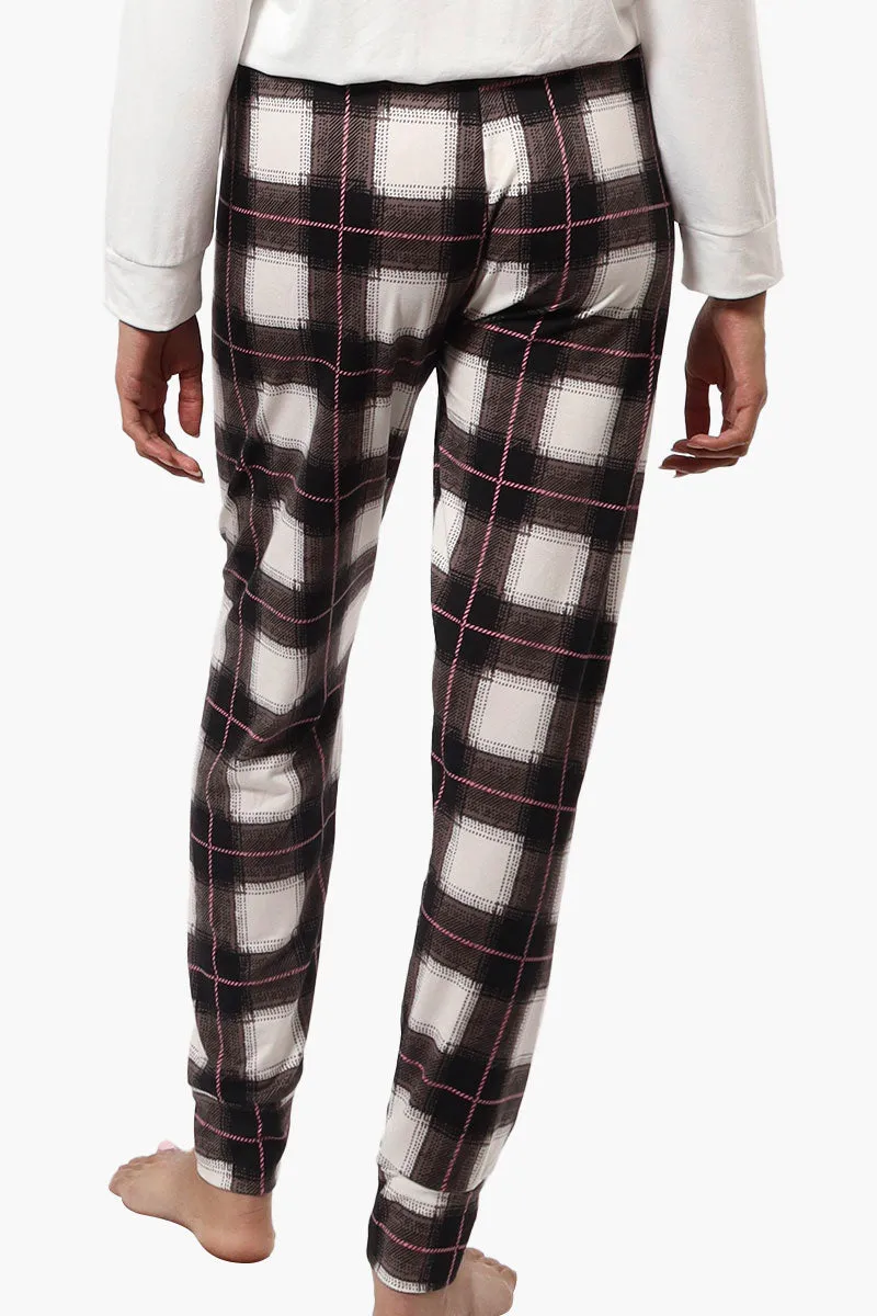 Canada Weather Gear Plaid Tie Waist Jogger Pajama Pants - White