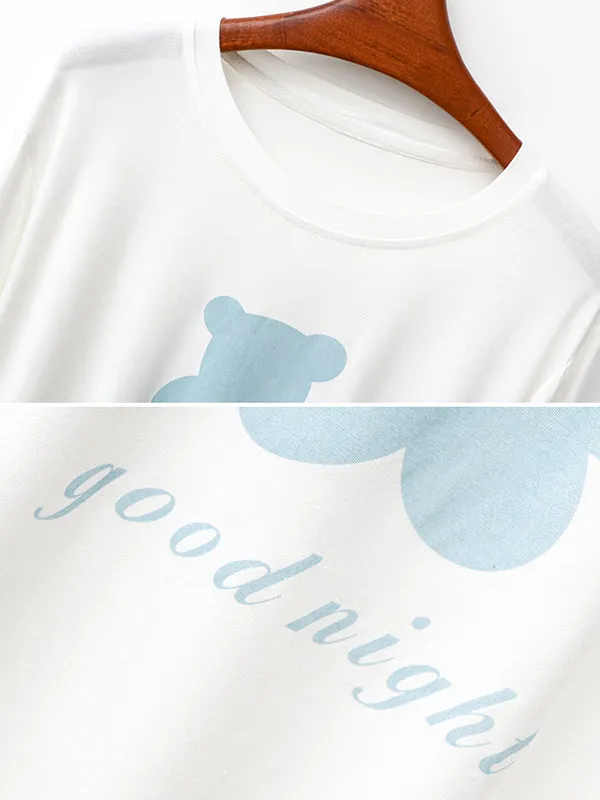 Chicmy-Simple Loose Cartoon Printed Pajamas Two Pieces Set