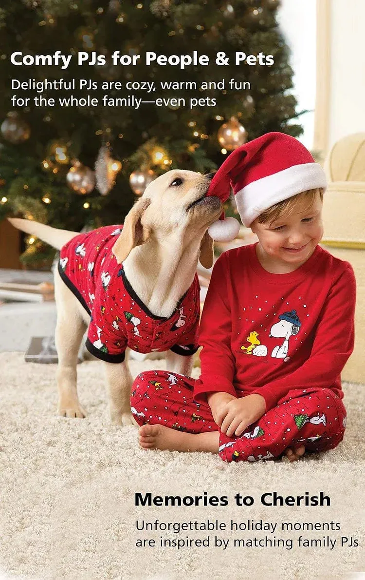 Christmas Family Matching Snoopy & Woodstock Holiday Pajama Set