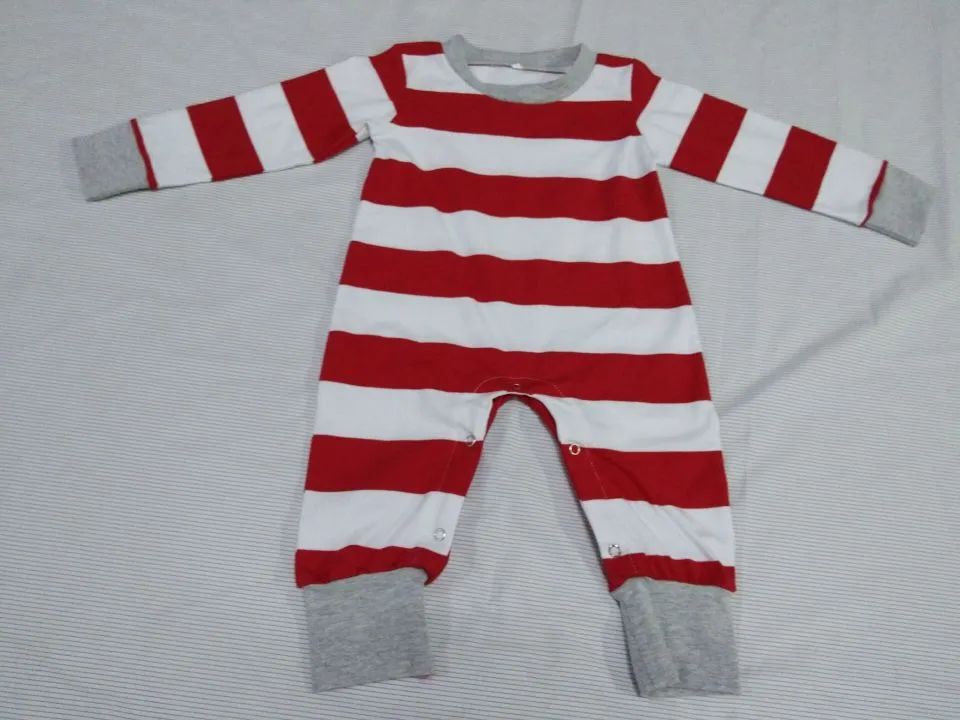 Christmas Family Matching Striped Pajamas Set For Kids Adult Baby