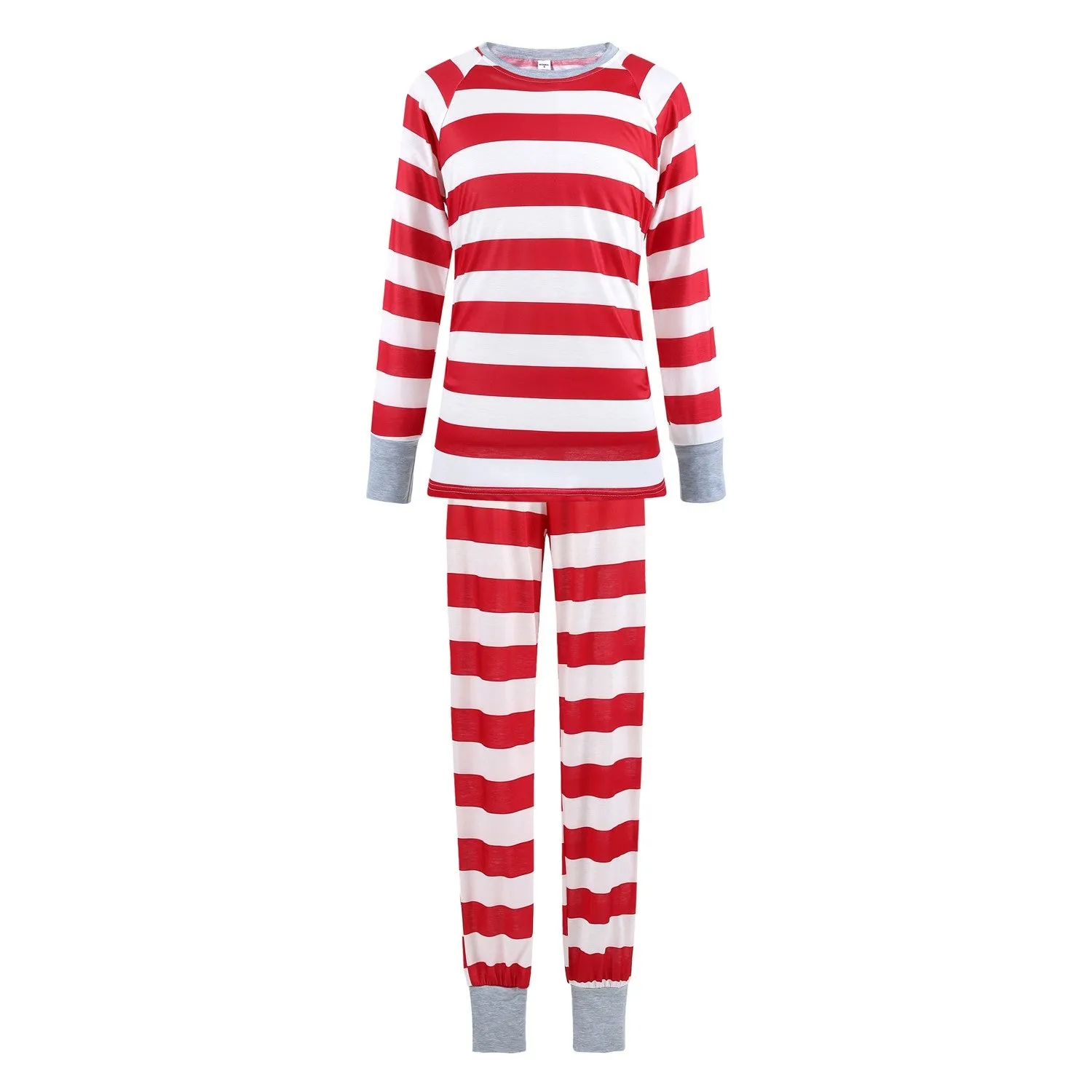 Christmas Family Matching Striped Pajamas Set For Kids Adult Baby