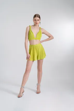 Comfy Elastic Waist Shorts Green