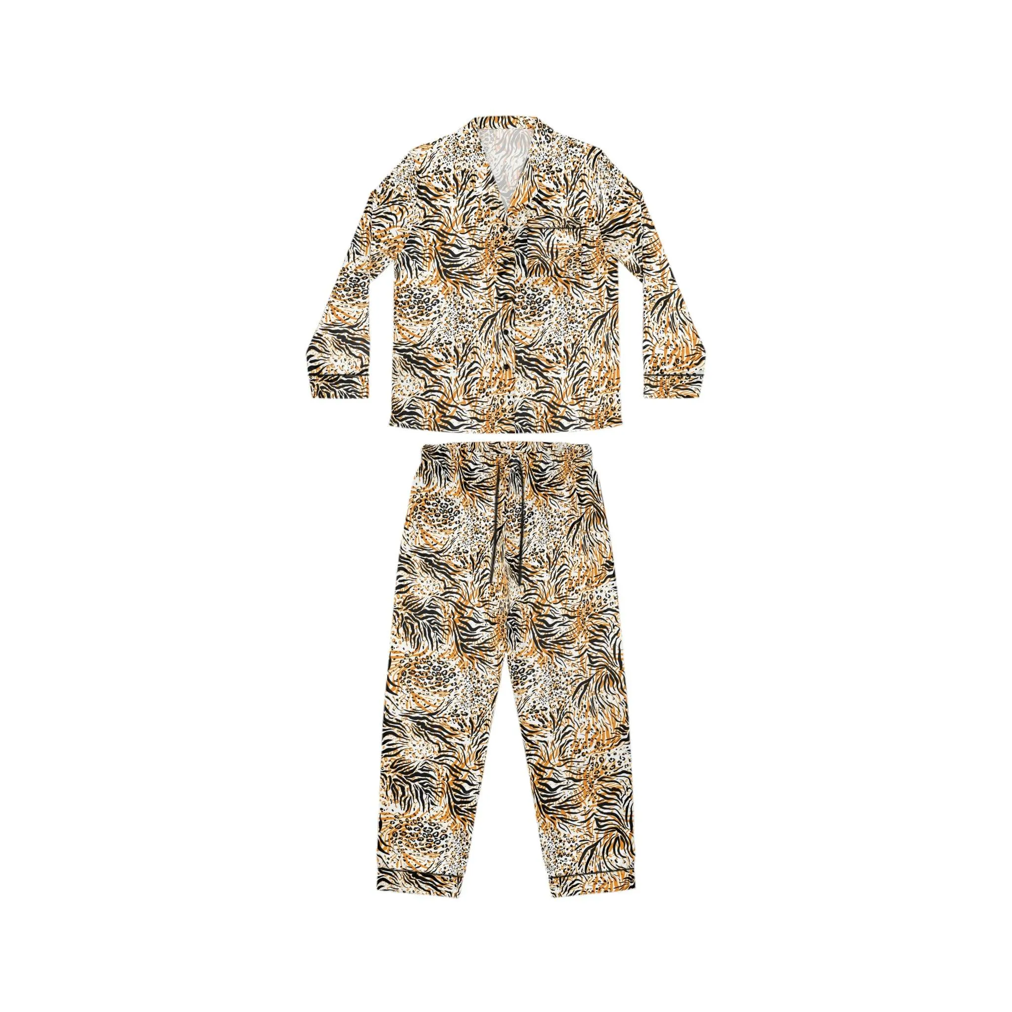 Customizable Leopard Satin Pajama Set for Luxurious Women's Comfort