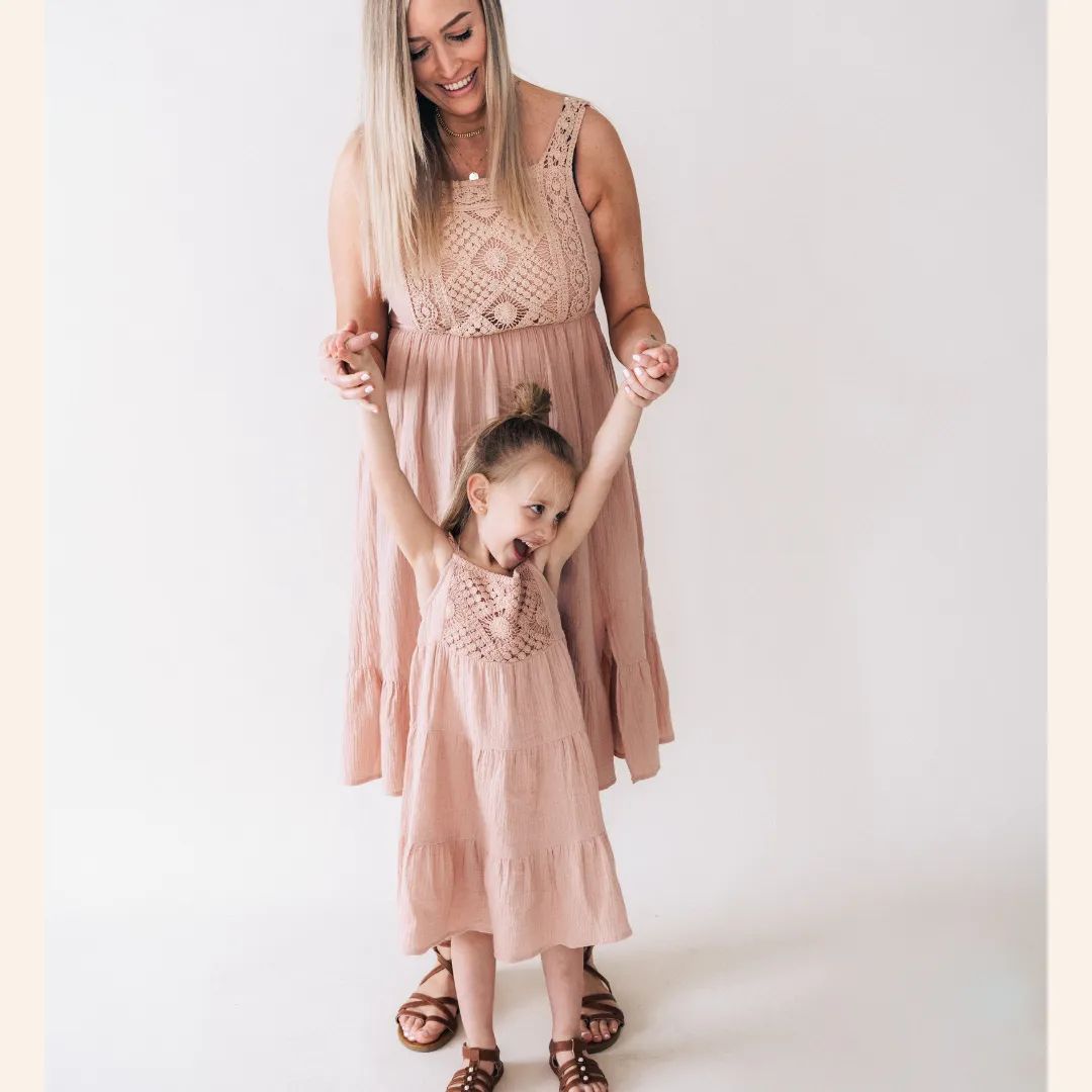 Dusty Rose Crochet Mommy & Me Dresses