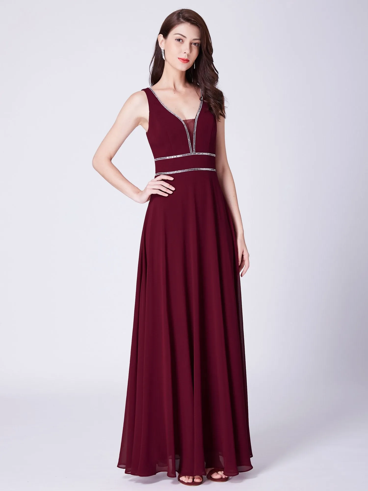 Ever Pretty Women Fashion A Line V Neck Long Chiffon Formal Evening Dress EP07442