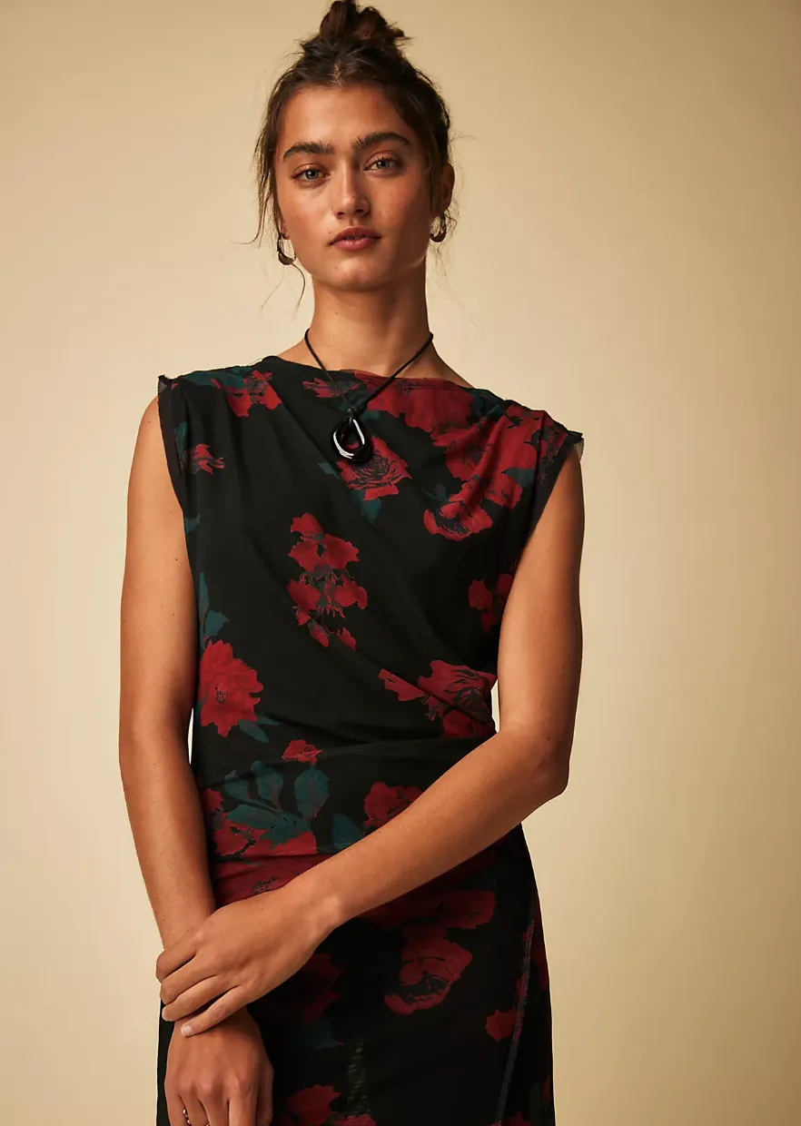 Free People Carmel Midi Dress- Midnight Combo