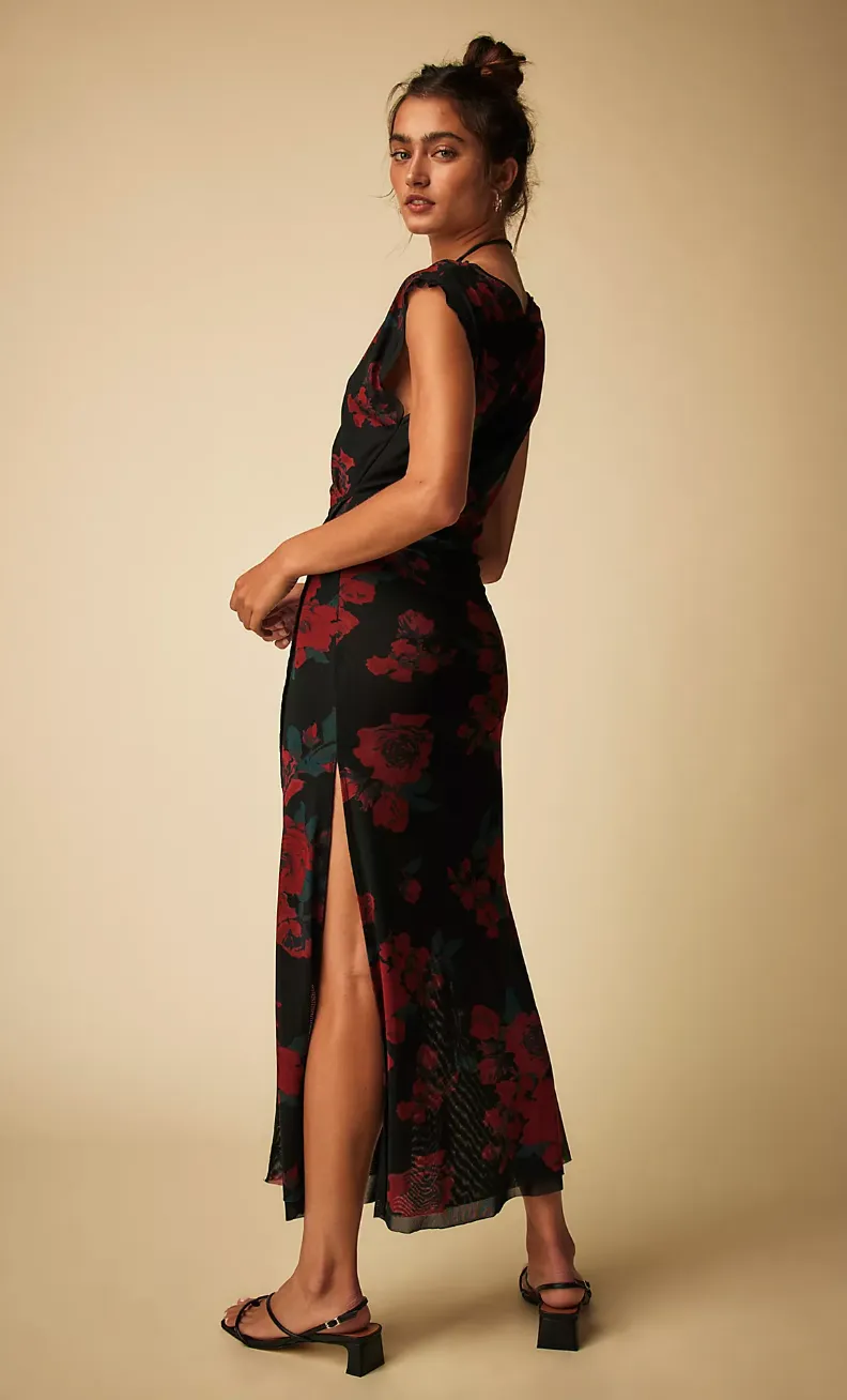 Free People Carmel Midi Dress- Midnight Combo