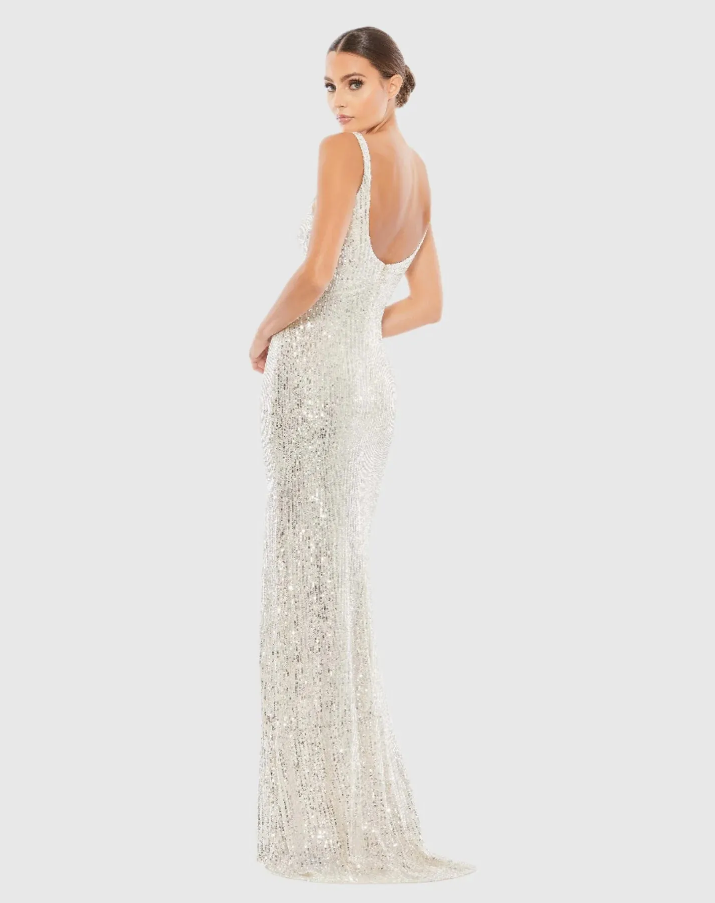 Full sequin scoop back gown - Silver