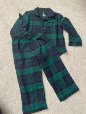 Gap - navy and green plaid flannel pajamas, Kids 3T