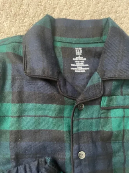 Gap - navy and green plaid flannel pajamas, Kids 3T