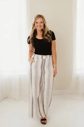 Geometric Print Wide Leg Pants