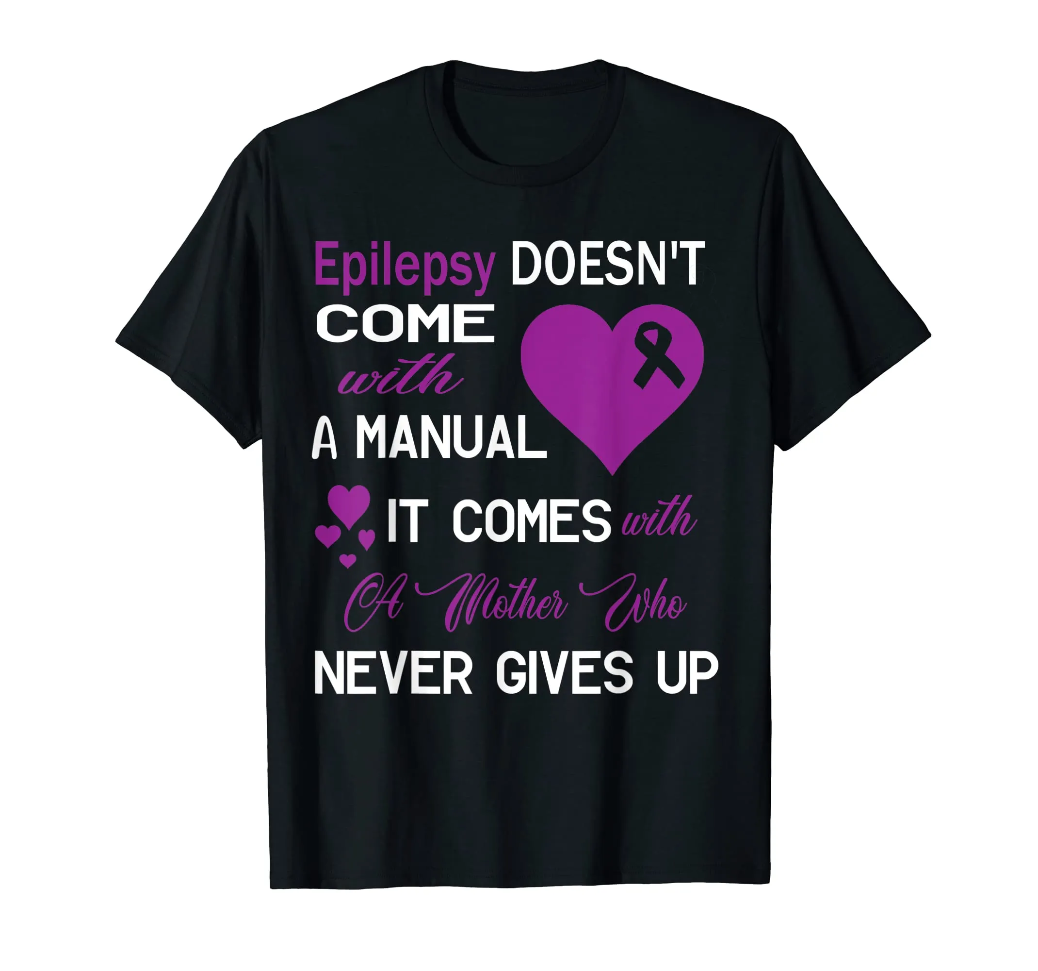 Gift Epilepsy mother awareness support purple ribbon Tshirt