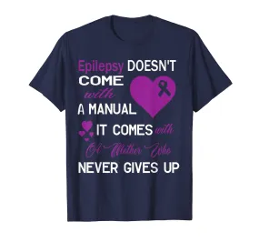 Gift Epilepsy mother awareness support purple ribbon Tshirt