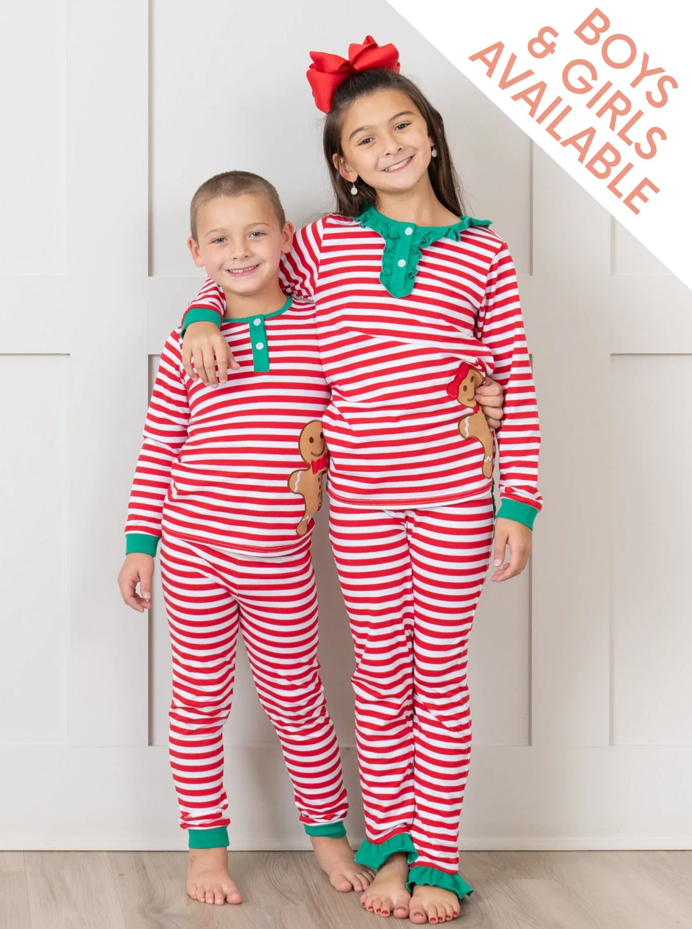 Gingerbread Dreams Striped Christmas Pajamas - Boys & Girls