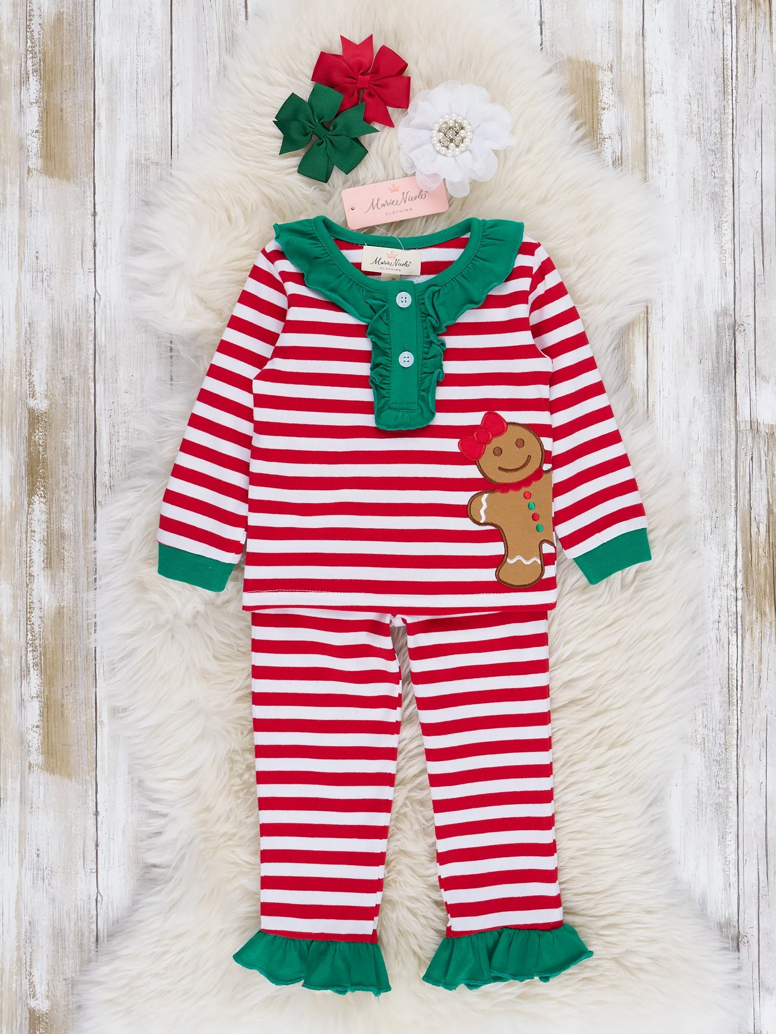 Gingerbread Dreams Striped Christmas Pajamas - Boys & Girls