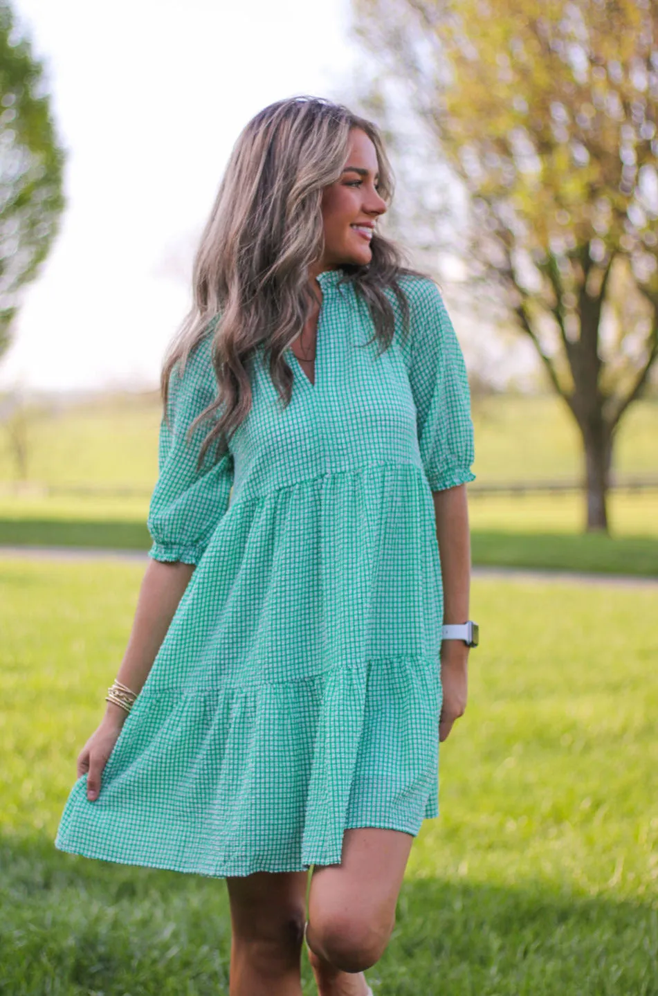 Gingham Greenlight Dress