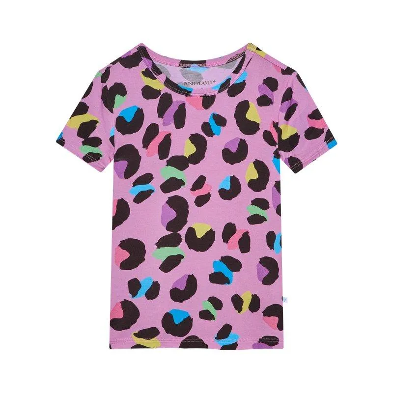 Girl's Bamboo Short Sleeve Pajama Set - Electric Leopard