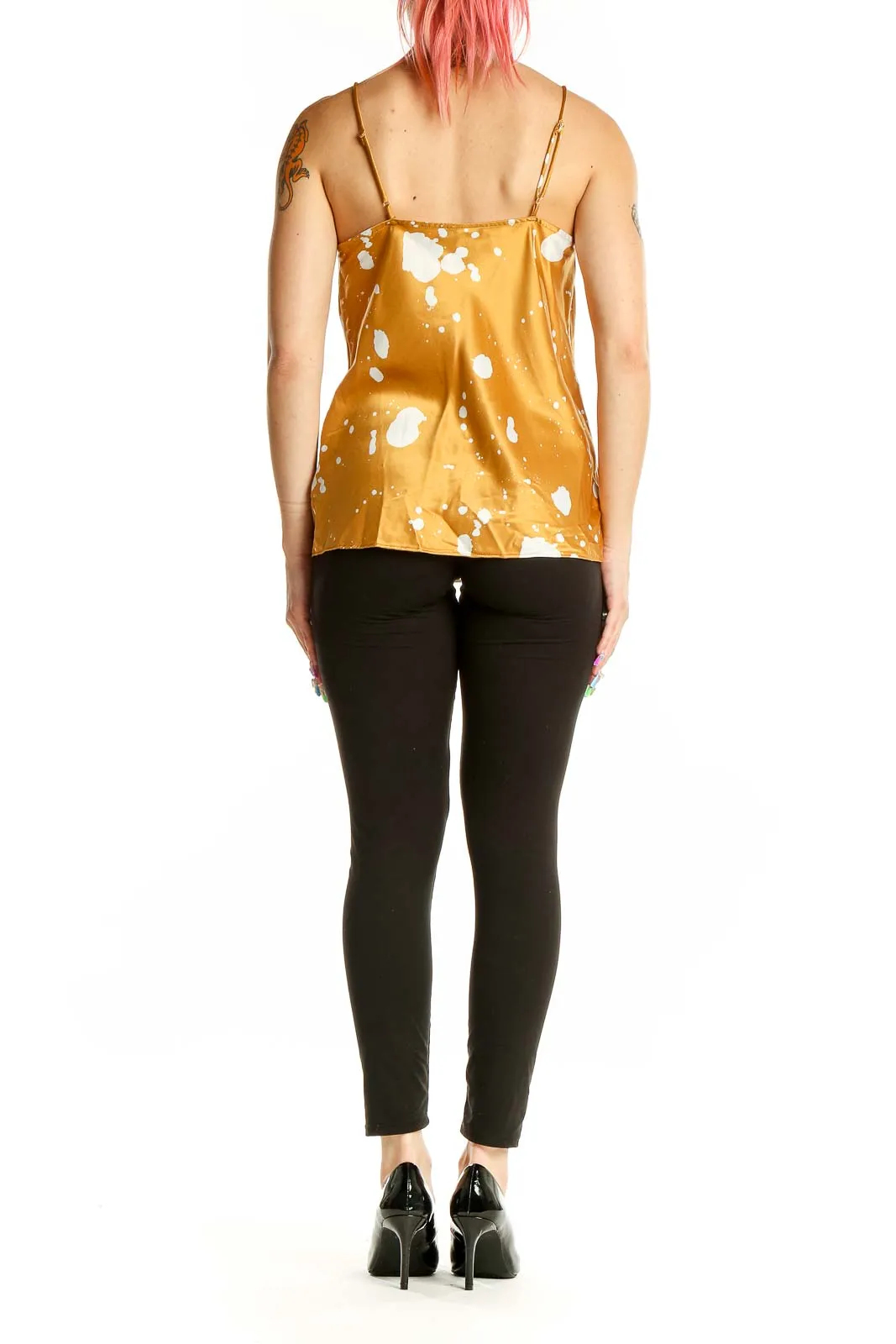 Golden Splatter Print Camisole Top
