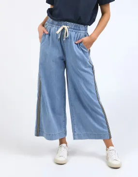 Greta Wide Leg Pant with Side Tape - Light Blue Wash