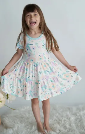 Hummingbird Garden Bamboo Tiered Jersey Dress with Bloomer-Silkberry
