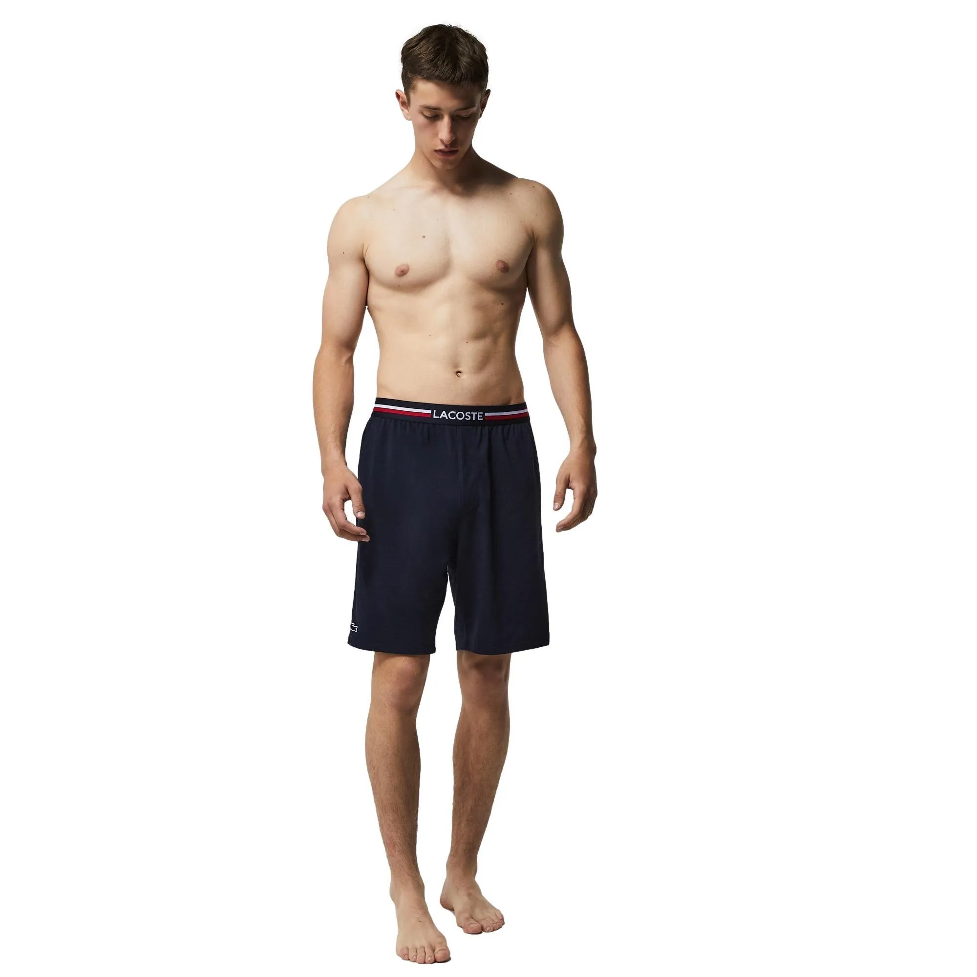 Lacoste Pyjama Shorts With Three Tone Waistband - Navy