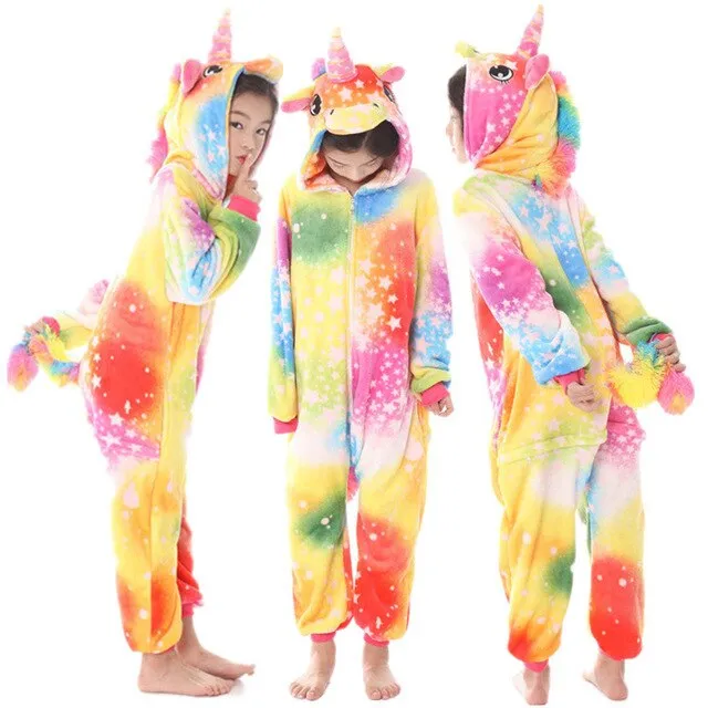 Licorne Children Pajamas Winter Sleepwear Boys Onesies Girls Outfits Set Unicorn  Panda Animal Pyjama Kids Baby Pijamas