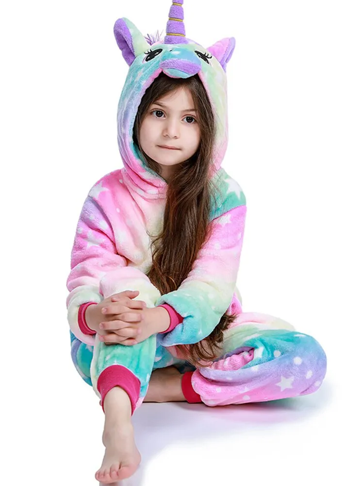 Licorne Children Pajamas Winter Sleepwear Boys Onesies Girls Outfits Set Unicorn  Panda Animal Pyjama Kids Baby Pijamas