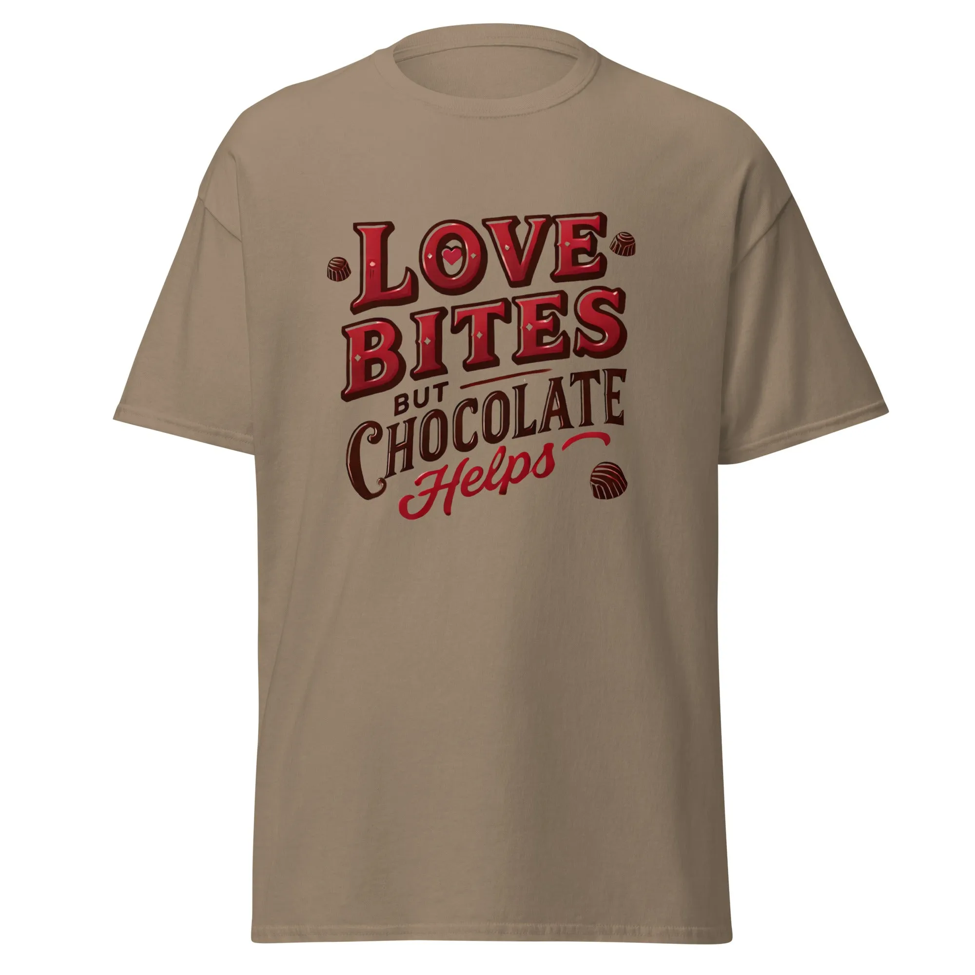 Love Bites But Chocolate Helps - Valentine’s Day T-Shirt – Lightweight and Festive