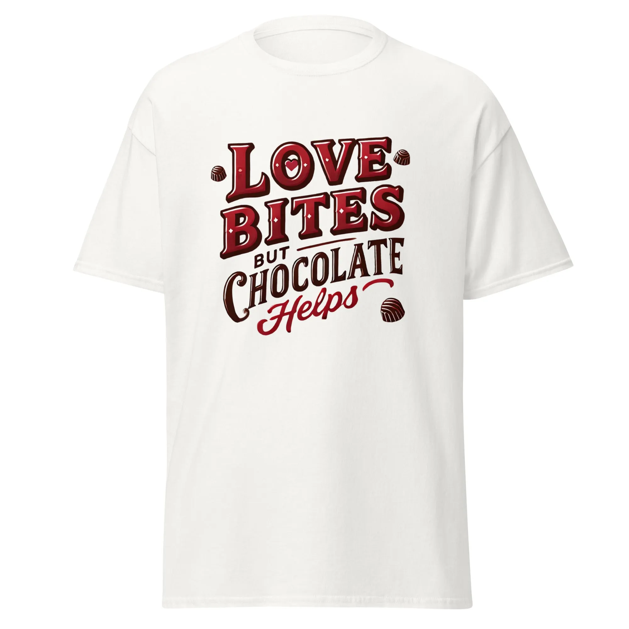 Love Bites But Chocolate Helps - Valentine’s Day T-Shirt – Lightweight and Festive