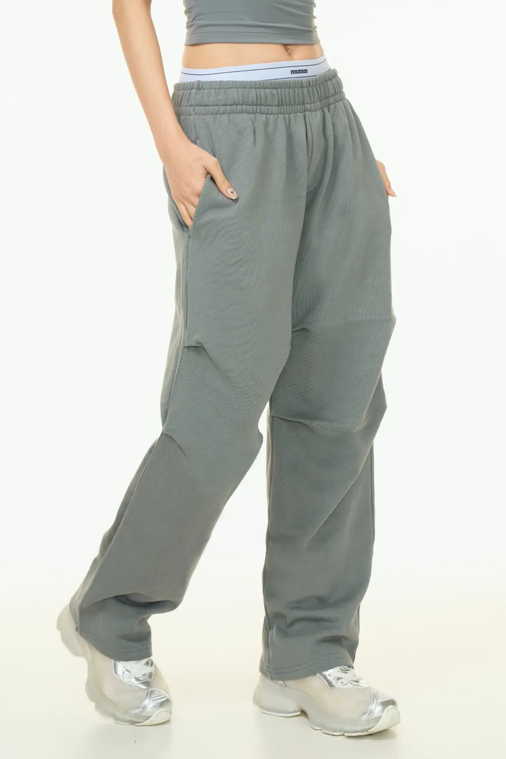 假兩件設計棉褲<br>ESSENTIAL COTTON SWEATPANTS