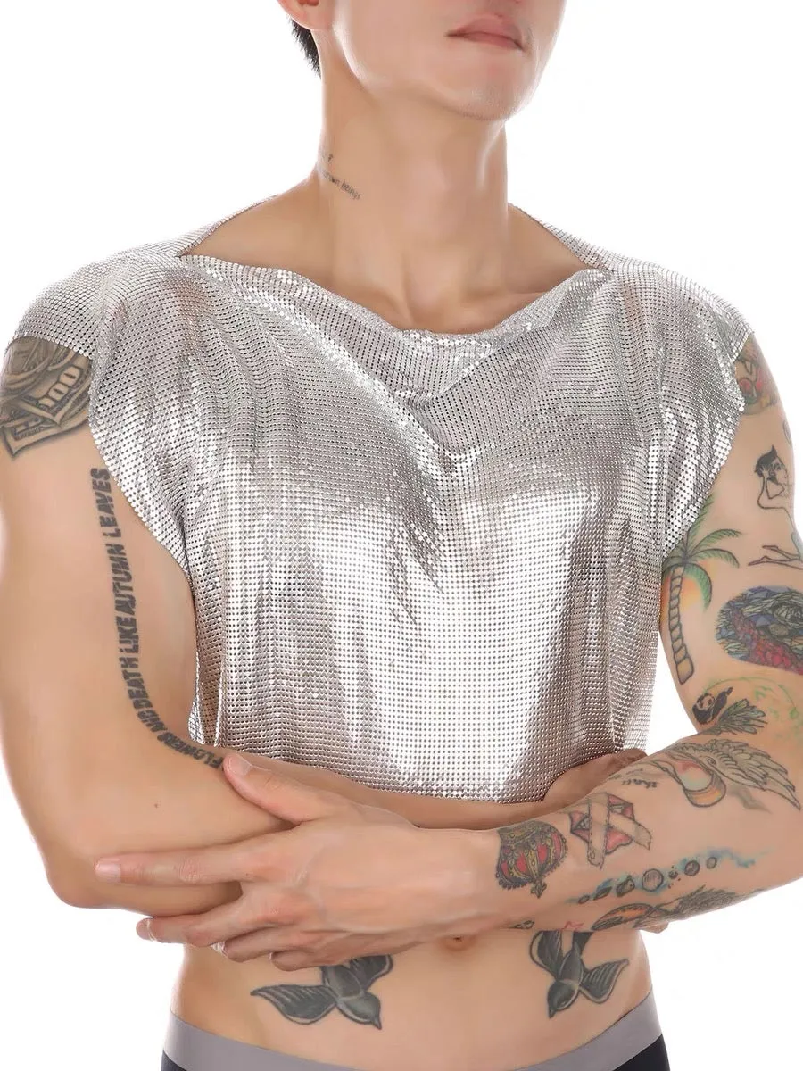 MEN’S METALLIC CROP TANK TOPS
