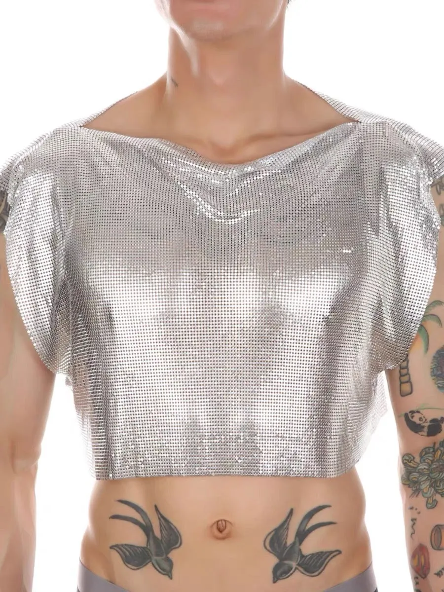 MEN’S METALLIC CROP TANK TOPS